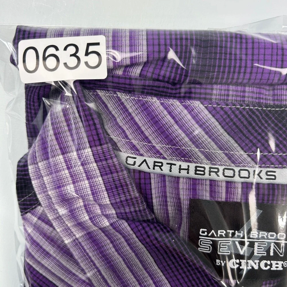 Garth Brooks Sevens by Cinch Mens XL Purple Plaid Western Snap Long Sleeve Shirt - Picture 11 of 11